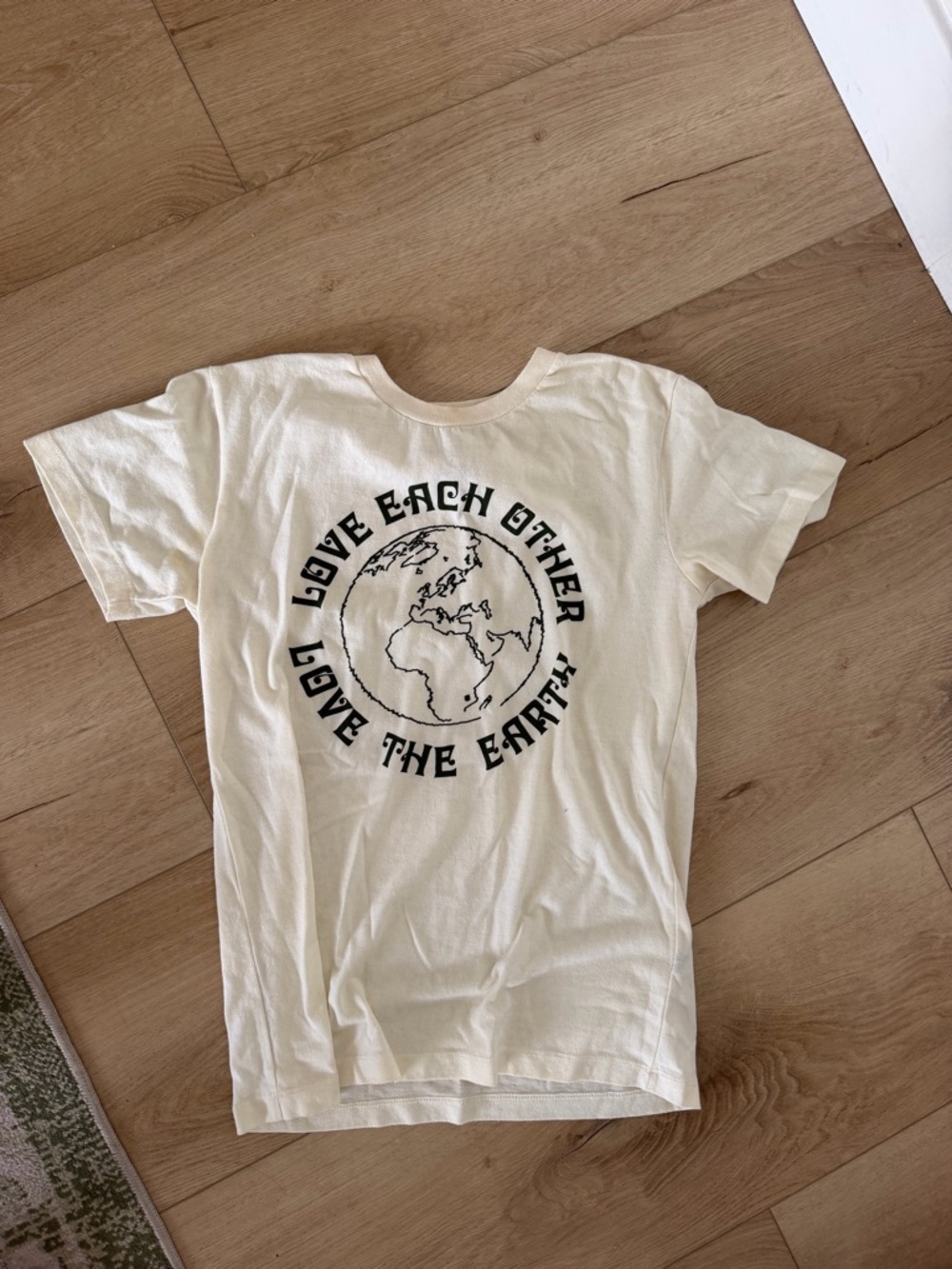 Love Each Other womens Graphic Tee - Cream Earth Print